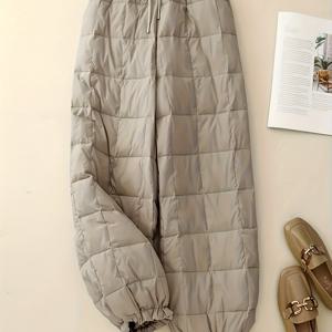 TEMU 여성용 겨울 보온 테이퍼드 레그 팬츠 - 풀 길이 보온 팬츠, 커프 처리된 발목, 단색 캐주얼 바지, 추운 날씨용, 세탁기 사용 가능 (드라이클리닝 금지) - 드레스/스커트/코트 레이어링용, 비탄성, 오피스 & 데일리|여성원피스