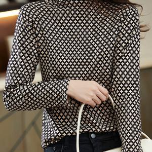 TEMU 여성용 우아한 긴팔 티셔츠 - 부드럽고 신축성 있는 원단, 가을/겨울용 클래식 탑, 오피스, 파티, - 여성 의류|시크한 탑|빈티지 스타일, 여성 티셔츠|티셔츠