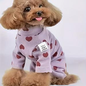 TEMU 1개 겨울 강아지 스웨터 소형견용 - 아늑한 기모 안감 애완 동물 의류, 하트 패턴, 포메라니안, 시바견 및 기타 소형 품종을 위한 따뜻하고 스타일리시한 풀오버 (보라색/파란색), 강아지 스웨터, 귀여운 강아지 스웨터, 강아지 스웨터 겨울