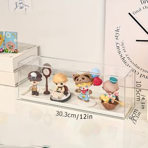 TEMU 1개 아크릴 스택 가능 디스플레이 박스, 먼지 방지 컬렉션 보관 박스, 수제 피규어, 소품, 기념품용, 투명 스택 디자인, 다양한 디스플레이 옵션에 적합