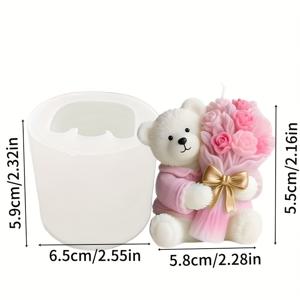 TEMU 1개 곰이 꽃을 든 실리콘 몰드, 3D 텍스처 디자인, 수제 캔들/석고 장식용, 클레이 몰드, 홈 침실, 화장대 장식, 귀여운 스타일 애호가, 결혼 선물, 크리스마스 선물, 베프 생일 선물, 데이 선물, 공간에 달콤하고 아늑한 분위기를 더해줍니다