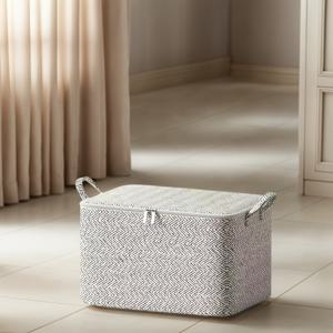 TEMU 대용량 헤비듀티 부직포 보관함 - 접이식 & 세탁 가능한 모던 직사각형 정리함, 하운드투스 패턴 (그레이/화이트) - 침대 밑, 차 트렁크, 옷장, 기숙사용 다목적 접이식 보관함, 옷 정리용