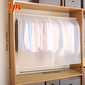 TEMU 1개 특대형 옷장 커버 - 투명 앞면 패널이 있는 튼튼한 플라스틱 옷장 정리함, 지퍼 잠금 방식의 방진 의류 보관, 침실, 옷장 또는 이사용 공간 절약형 디자인 - 표준 옷걸이와 호환 가능