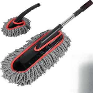 TEMU 2개 자동차 먼지 제거 키트 (연장 가능한 손잡이 & 마이크로파이버 먼지떨이) - 스크래치 없는 세척 가능한 다용도 자동차 디테일링 도구, SUV, 트럭, RV용 - 내구성 강한 실내/외부 청소 브러시 세트, 차량 벤트 호환