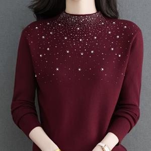 TEMU 여성용 우아한 하프 하이넥 스웨터 - 은은한 반짝이 장식의 긴팔 겨울 스웨터, 데일리 및 포멀룩을 위한 솔리드 컬러 시크한 풀오버, 가을/겨울 레이어링을 위한 부드럽고 따뜻한 원단, 여성 스웨터