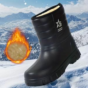 TEMU 남성용 겨울 보온 스노우 부츠 - 고품질 미끄럼 방지 고무 밑창, 얼음, 눈, 야외, 낚시, 가드닝 및 모든 지형용 트랙션 (호환 가능)