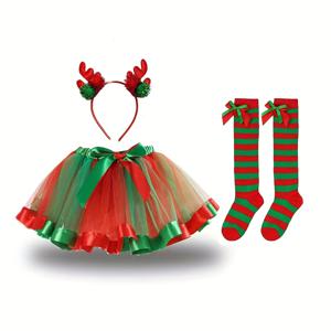 TEMU 엘크 3피스 헤어밴드, 나비 양말, 폼폼 스커트 파티 공연 세트, 할로윈 코스튬, 크리스마스 파티 의상, 축제 파티 웨어, 재미있는 파티 복장, 장난기 넘치는 파티 의상, 가벼운 파티 웨어, 헤어밴드 세트, 폼폼 스커트