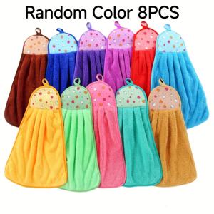 TEMU 8개입 초고흡수 부드러운 주방 손수건 - 걸이 고리 포함, 물빠짐 방지 // 식기건조기, 내구성 강화 & 쉬운 관리, 욕실, 상업용 청소, 식기 건조용 - 홈 데코를 위한 생생한 컬러