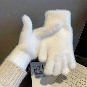 TEMU 여성용 터치스크린 겨울 장갑 1켤레 - 기모 안감, 따뜻한 방풍 기능, 사이클링, 스마트폰, 하이킹에 적합 - 베이지/핑크/화이트/블랙/회색 멀티 컬러 옵션