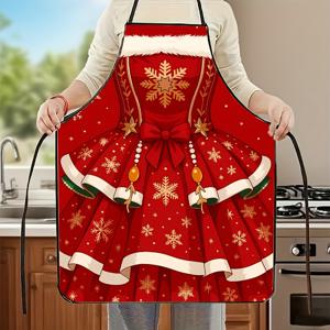 TEMU 1개 크리스마스 눈송이 & 소나무 앞치마 - 남성/여성 디자인 - 요리, 베이킹, 바베큐, 가드닝, 헤어드레싱용 헤비듀티 - 다양한 사이즈의 앞치마, 남성과 여성을 위한 완벽한 크리스마스 선물