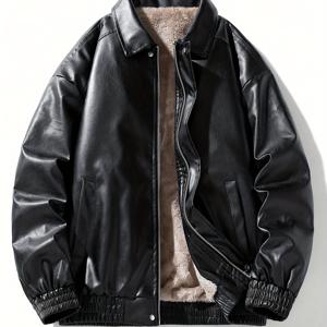 TEMU 남성용 가을/겨울 캐주얼 두꺼운 비즈니스 가죽 재킷
