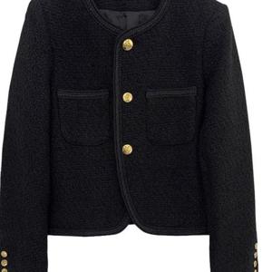 TEMU 프렌치 다용도 긴팔 하이엔드 작은 향기 스타일 코트 작은 짧은 슬림핏 젠틀 스타일 싱글브레스트 블랙 코트