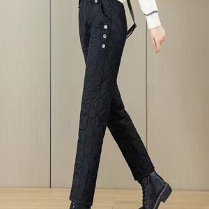 TEMU 가을 겨울 여성용 신상 중국풍 하이웨이스트 캐주얼 바지 따뜻한 하렘팬츠