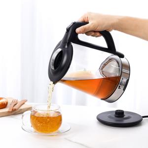 TEMU 유리 전기포트 1.8L 블랙/브라운