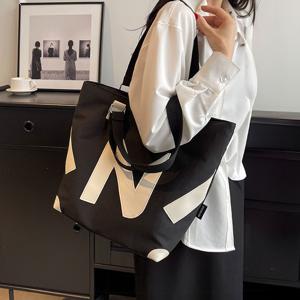 TEMU 여성용 대형 빅사이즈 에코백, 지퍼, 숄더백, 토트백, 캔버스, 보부상, 쇼퍼백, 데일리 캐주얼백, 빅백