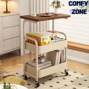 TEMU [국내발송] 3단 이동식 테이블탑 다용도 선반 스낵 랙 보관함 탄소강 프레임 주방 욕실 사무실 서재 공간 절약 정리대 이동식 선반|욕실선반