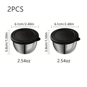 TEMU 2개/4개 세트, 누수 방지 PE 뚜껑이 있는 소스 컵, 250ml 재사용 가능한 소스 용기, 스테인리스 스틸 소스 컵, 샐러드 드레싱 용기, 피크닉 여행용 식기, 학교 도시락, 주방 용품, 레스토랑 용품, 결혼식 선물/졸업 시즌 선물