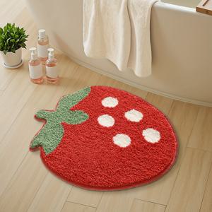 TEMU 1개 DAJIANG 딸기 욕실 매트 - 두껍고 부드러운 미끄럼 방지 욕실 매트, 귀여운 딸기 모양, 흡수력 좋은 세탁 가능한 바닥 매트, 욕실, 샤워실, 욕조용 - 욕실 매트, 홈 데코