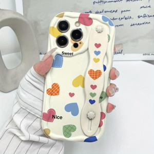 TEMU 크림 스트랩이 있는 애니메이션 패턴이 있는 소프트 안티드롭 폰 케이스, 애플 시리즈 11, 12, 13, 14, 15, 16 프로 맥스 및 삼성 시리즈 A06, A16, A26, A36, A56, S23, S25 울트라와 호환 가능