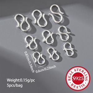 TEMU 스털링 실버 팔찌 커넥터 클라스프 5개, 목걸이 S클라스프, DIY 주얼리 만들기 액세서리|은목걸이