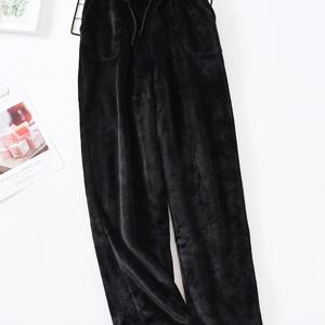 TEMU 남성용 겨울 따뜻한 플러시 수면 바지 - 두꺼운 보온 속옷 바지, 루즈핏 하이웨이스트, 플러스 사이즈 솔리드 컬러 파자마 하의, 날씨에 적합, 기계 세탁 가능, 라운지 웨어 (남성용 속옷 없음), 플러스 사이즈