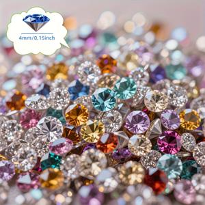 TEMU 1팩 (1050개) 실험실 생산 라인스톤 스톤 - 아크릴, 웨딩, 장식, DIY 네일 아트, 크리스마스 & 할로윈 공예용 - 반짝이는 꽃병 채움재, 수제, 실험실 제작 보석 (경제적)