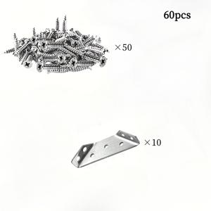 TEMU 60개 스테인리스 스틸 강력 앵글 브래킷 세트 - 90° 스크래치 방지 코너 조인트, 사전 구멍 뚫림으로 쉬운 설치 - 가구, 선반, 캐비닛 및 보강용 금속