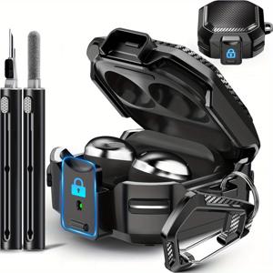 TEMU 삼성 갤럭시 버즈 FE 케이스 (2023)/ 버즈 2 프로 케이스 2022/ 버즈 프로 2021/ 버즈 2 2021/ 버즈 라이브 2020 커버용 카본 파이버 케이스 + 잠금장치 및 클리너 키트