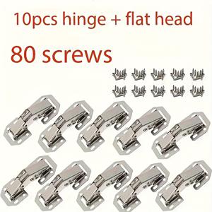 TEMU 스틸 힌지 세트 90개, 힌지 10개 + 플랫 헤드 나사 80개, 90도 프렌치 스타일 스프링 힌지 | 무드릴 설치, 무테 캐비닛용, 나사 80개 포함
