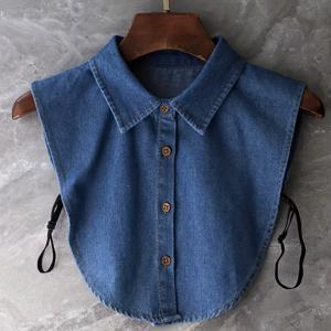 TEMU 여성용 우아한 칼라 셔츠 칼라 - 탈착식 하프 셔츠 칼라, 버튼 앞면, 단색 (네이비) - 세탁기 사용 가능 겨울 & 봄 레이어링, 오피스 파티 캐주얼 의상 - 다용도 의류 액세서리, 칼라 셔츠, 파티 복장