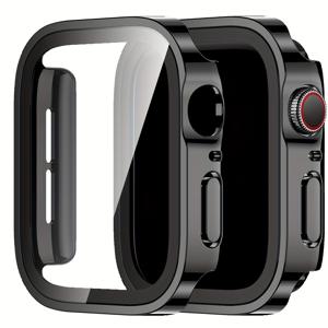 TEMU Apple Watch용 풀 커버 PC 보호 케이스 2개 세트 + 내장형 유리 액정 보호 필름, 종합적인 보호, 가볍고 스크래치 방지, 40MM, 41MM, 44MM, 45MM 및 49MM에 적합