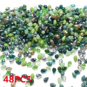 TEMU 48pcs 그라데이션 정렬 유리 비즈, 5x8mm 다면체 눈물 비즈 혼합, 다색 보석 만들기 용품 DIY 귀걸이, 팔찌, 목걸이, 네일 아트 장식