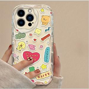 TEMU 아이폰 16, 16 프로, 16 프로 맥스, 13, 14, 14 프로, 15, 15 프로, 15 프로 맥스, XS 맥스, XS, XR용 창의적인 패턴 소프트 투명 풀바디 충격방지 웨이브 폰 케이스