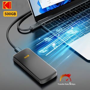 TEMU KODAK P150 PHDD 휴대용 외장 하드 드라이브 - USB 3.0, 500GB 저장, 5Gbps 전송 속도, 튼튼한 ABS 쉘, NTFS 파일 시스템, LED 활동 조명, 빠른 및 안전한 데이터 전송, 플러그 & 플레이, 드라이버 필요 없음, PS4/PS5, Xbox, Mac, PC에 완벽함