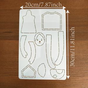 TEMU 핸드메이드 DIY 드로잉 패치워크 템플릿, 소녀 펜던트 인형용 PET 바느질 템플릿