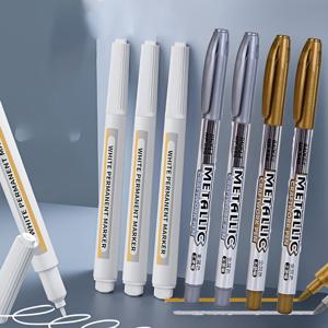 TEMU 7/3pcs 금색, 은색, 흰색 혼합 색상, 미세한 끝, 방수, 내구성, 예술 용품, 패션 화이트, PVC 소재, 학교, 타이어, 나무, 가죽, 학교로 돌아가기