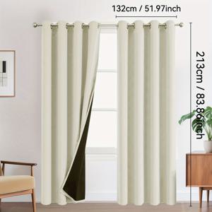 TEMU 2개 커튼, 아일렛 상단 & 행잉 시스템 - 단열, 햇빛 차단 & 사생활 보호 - 거실, 침실, 사무실용 튼튼한 창문 드레이프 - 모던 홈 데코 패널, 빛 차단 커튼 | 현대적인 커튼 D