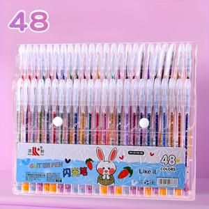 TEMU 글리터 젤 펜 세트 48/36/24/18/12개, 1.0mm 중간 팁 볼펜, 그림 및 색칠용 생생한 잉크 컬러, 미술 용품, 공예, 저널링 및 일상 사무실 필기