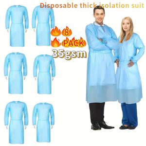 TEMU 고품질 15pcs (8pcs) 일회용 PP 앞치마, 35gsm/40gsm, 탄성 팔깃, 니트 소매, 다양한 옵션, 주방, 가발, 야외, 농업 사용 등에 적합