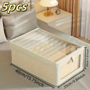 TEMU 대용량 옥스포드 원단 스토리지 박스 5개/4개 세트 - 소형 창문 포함, 모던 플립 커버 의류 및 속옷 보관함, 다기능 이불 보관함, 오픈형 스토리지 박스, 홈 스토리지 박스, 침대 밑 보관함, 옷장 스토리지 박스 시스템, 공간 절약형 디자인,강화된 손잡이,바쁜 전문가들,작은 공간 생활|이불정리함