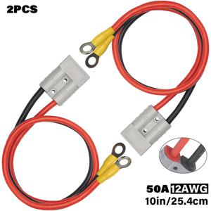 TEMU 2개 세트 50A 배터리 어댑터, 12AWG-10인/25, 4Cm 케이블 - O-터미널 포함 - 전기 포크리프트 충전 플러그, 12V 윈치 트레일러 커넥터 키트, 충전 플러그 연결용 퀵 릴리스 키트 - 안더슨 파워 폴과 호환 가능