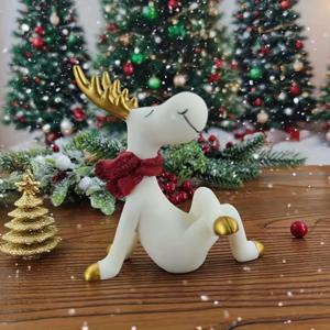 TEMU 1 크리스마스 순록 조각상, 투명 레진 공예 사슴 피규어, 홈 장식용 만화 엘크 오너먼트