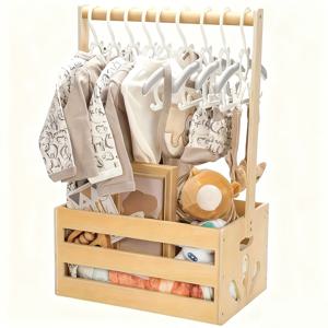 TEMU 현대적인 나무 선반 바구니 손잡이 포함 - 샤워 선물, 장난감 및 필수품을 위한 다용도 수납 정리함, 새 부모님을 위한 완벽한 선물, 욕실 정리 및 보관, 선반 바구니