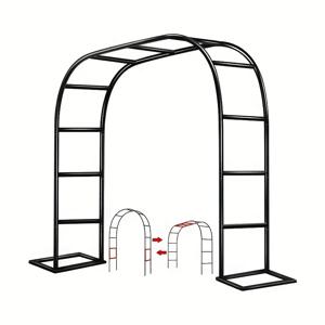 TEMU 헤비듀티 블랙 스틸 아치형 정원 게이트 (후크 포함) - 덩굴식물, 장미, 채소 등에 적합한 아치형 수직 구조 - 야외용 금속 정원 구조물, 내구성 있는 길 장식, 로맨틱 선물 아이디어