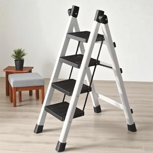 TEMU 럭셔리 휴대용 4단 접이식 사다리 | 견고한 하중 지지 시스템 + 미끄럼 방지 단계 | 가정용, 사무실 파일 정리 및 상업 공간 설정에 이상적