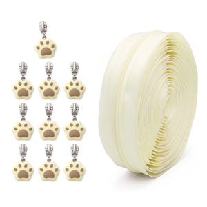 TEMU 4.5m 지퍼 + 슬라이더 헤드 10개 세트, 귀여운 발바닥 디자인의 멀티컬러 나일론 풀탭, 가방, 문구류 홀더, DIY 공예 및 홈 재봉용 교체용