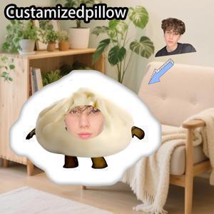 TEMU 1개 창의적인 플러시 원단 - 맞춤형 플러시 쿠션, 개인 사진 얼굴 디자인, 번 스타일, 헤드보드, 소파, 자동차 및 장식 디스플레이에 적합. 부드러운 원단과 양면 인쇄로 제작되었으며 부드러움을 채운 제품|모루인형