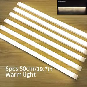 TEMU 6개 따뜻한 흰색 LED 모션 센서등 | 자석, USB 충전식, 광택 플라스틱, 반매립형, 주방, 수납 공간, 계단, 복도, 가정 및 사무실 사용에 적합
