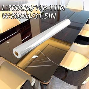 TEMU 1롤 투명 가구 보호 필름, 초대형 사이즈 196.8인치/500cm, 2밀 두께 TPH 소재, 자가 접착 투명 비닐 테이블탑 보호필름, 고급 가구의 스크래치 및 화상 방지, 가구 도어용 컬러 세이프 필름, 테이블, 스톤 카운터탑, 캐비닛에 적합 - 가구 수명 20년 연장|시트지