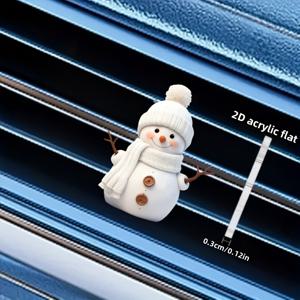 TEMU 2D 플랫, 1개 귀여운 눈사람 차량용 벤트 클립 공기 청정기 - 무향 무취 스펀지 리필 (향기 원천 없음), 귀여운 대시보드 장식, 에어컨 벤트, 차량 내부 액세서리, 쉬운 설치 ( &, 2D 플랫|차량용방향제